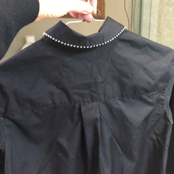 Alexander Wang black studded wingd collar shirt in size 0 - Picture 9 of 10